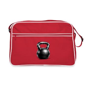 Kettlebell Strength Training Drawing Minimal - Retro Bag - red/white - Front