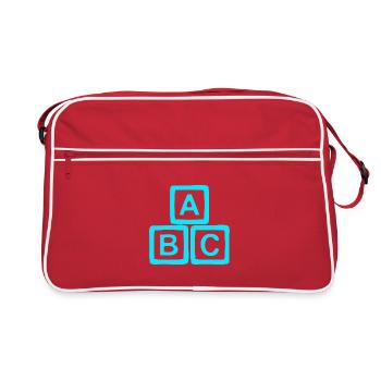 Neon ABC Block Pattern - Retro Bag - red/white - Front