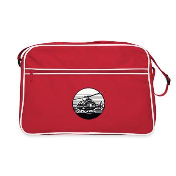 Hélicoptère en noir et blanc - Sac Retro - rouge/blanc - Devant
