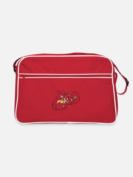 Klopapier-Ninja Superheld - Retro Tasche - Rot/Weiß
