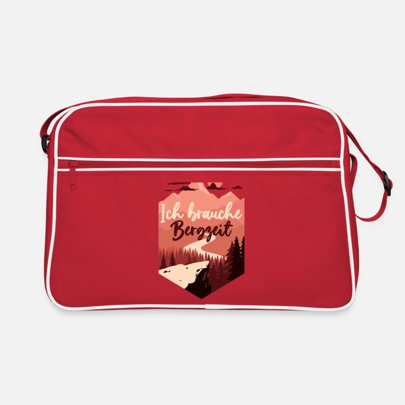 Brauche Bergzeit Geschenk wandern Geschenkidee - Retro Tasche - Rot/Weiß