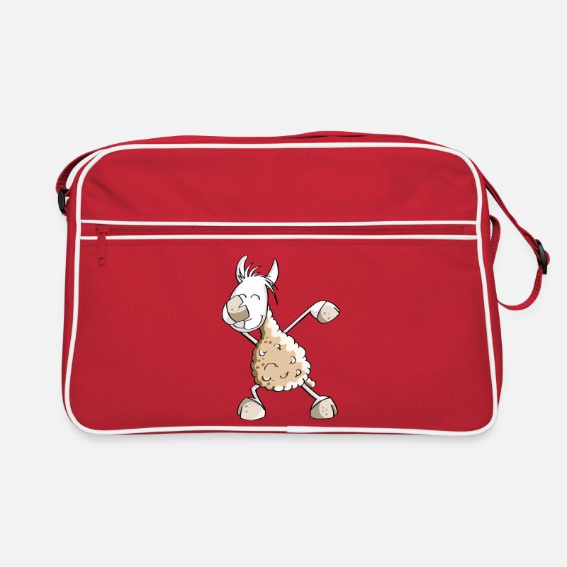 Dab Dance Lama - Dabbing Alpaca - Fun Comic - Retro Bag - red/white