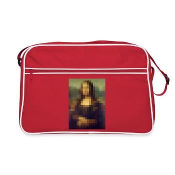 Mona Lisa 8-bit pixels tableau Léonard de Vinci - Sac Retro - rouge/blanc - Devant