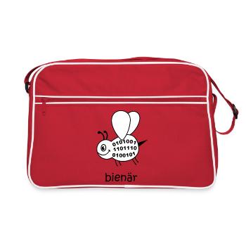 binary, binary system, bee, bienary, binary - Retro Bag - red/white - Front