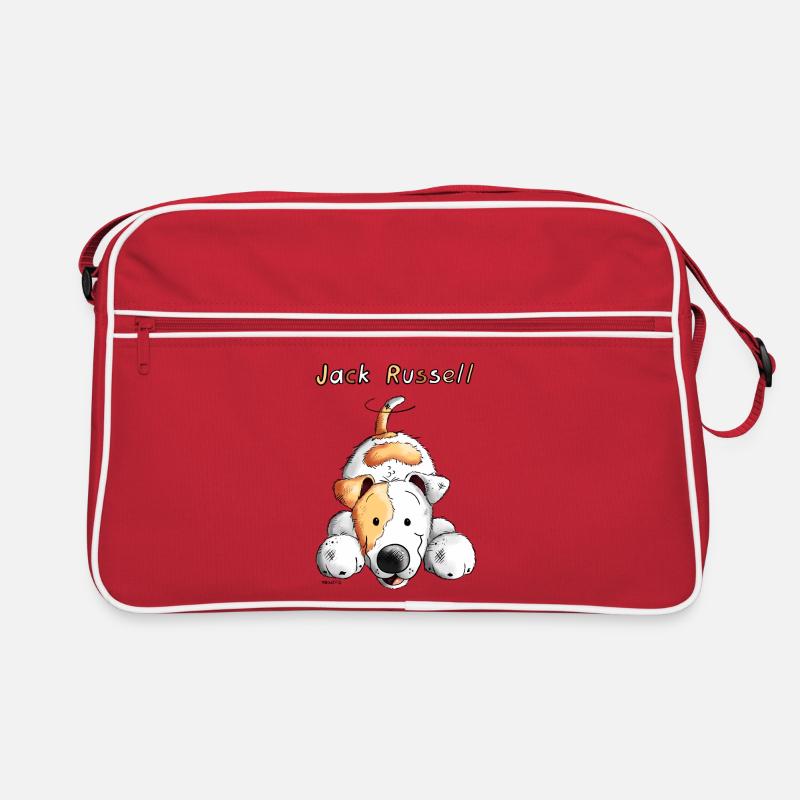 Verspielter Jack Russell - Retro Tasche - Rot/Weiß