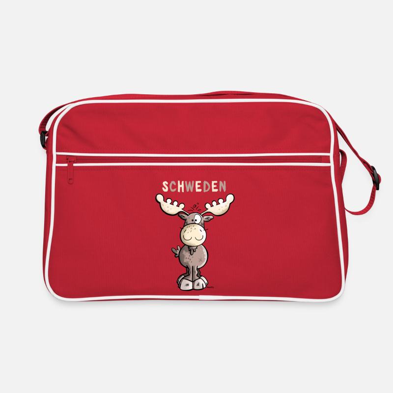 Elch aus Schweden - Retro Tasche - Rot/Weiß