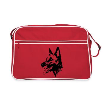 Malinois head - Retro Bag - red/white - Front