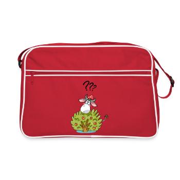 Cow with Bush Funny Animal Design - Retro Bag - red/white - Front