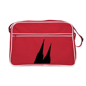 Schräger Kölner Dom in Köln - Retro Tasche - Rot/Weiß - Vorne