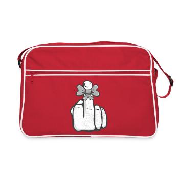Va te faire foutre! Majeur! Noeud mignon icône cool - Sac Retro - rouge/blanc - Devant