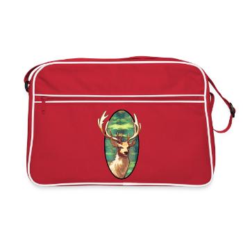 Junger Hirsch - Retro Tasche - Rot/Weiß - Vorne