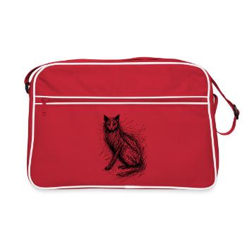 Cat Sketch Abstract - Retro Bag - red/white - Front