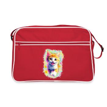 Happy Kitten 🌼🌸 - Retro Bag - red/white - Front