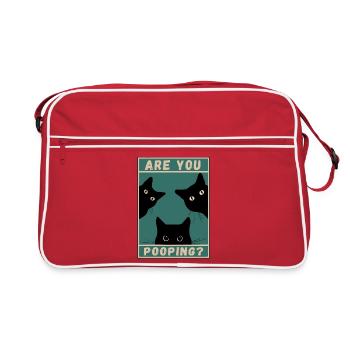 Schwarzes fettes Katzenfett, machst du? - Retro Tasche - Rot/Weiß - Vorne