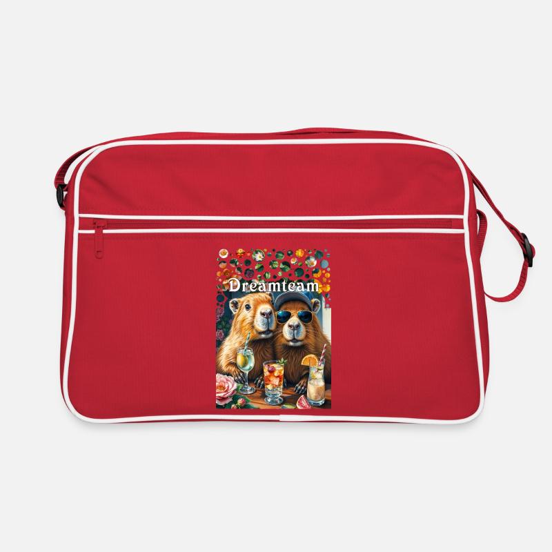 Dreamteam Capybara Couple Travail d’équipe Temps libre - Sac Retro - rouge/blanc