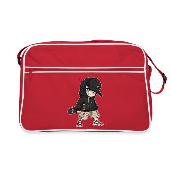 Conception de dessin animé de skateboarder urbain - Sac Retro - rouge/blanc - Devant