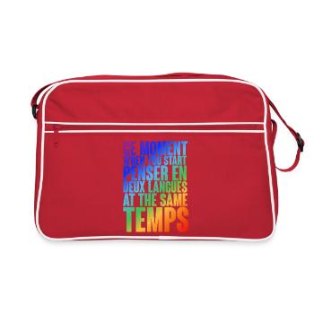 Multilingual thinking motif in color gradient - Retro Bag - red/white - Front
