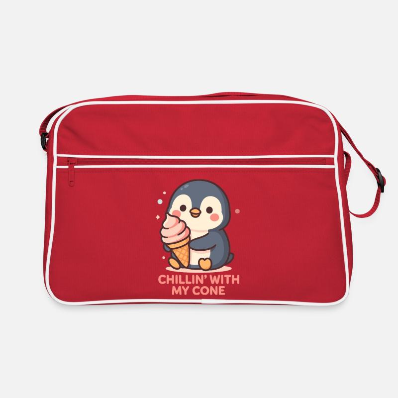 Pingouin mignon avec un design de cornet de glace Sac Retro