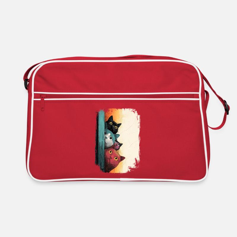 Neugierige Katzen bunt Retro Tasche