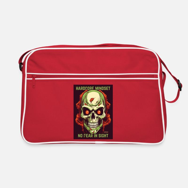 Gothischer Totenkopf mit Hardcore Spruch Retro Tasche
