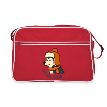 Winterhündchen zu kalt, um Hysky zu bellen - Retro Tasche - Rot/Weiß - Vorne