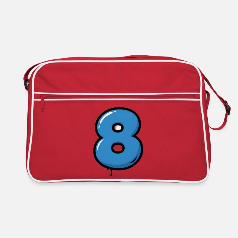 Illustration de ballon bleu numéro 8 Sac Retro