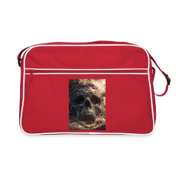 Skull in Storm Clouds - Retro Bag - red/white - Front