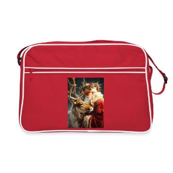 Winter Santa and Reindeer Embrace - Retro Bag - red/white - Front