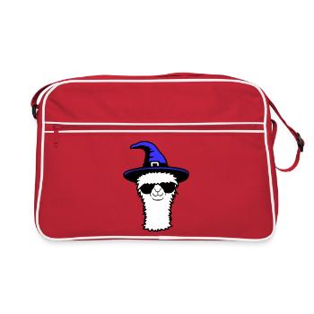 Lama Cool Hexenhut Sonnenbrille Halloween Alpaka - Retro Tasche - Rot/Weiß - Vorne