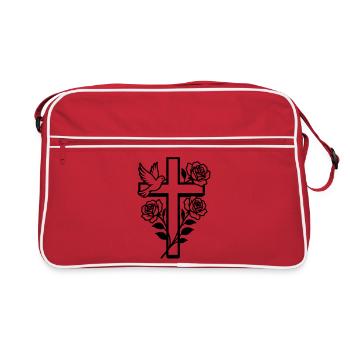 Colombe croix chrétienne - Sac Retro - rouge/blanc - Devant