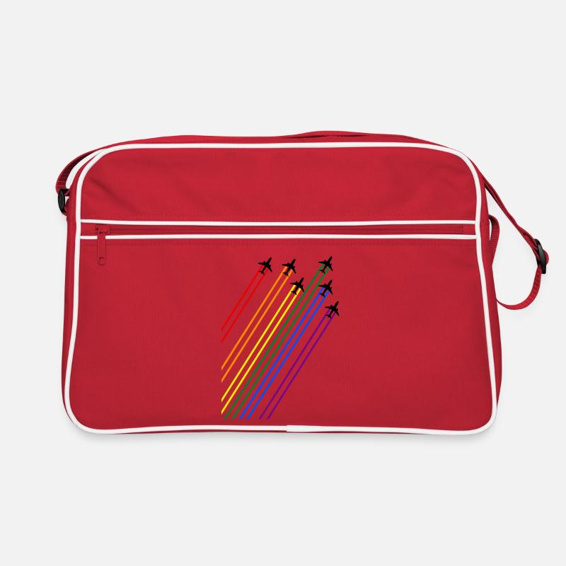 Platanes noirs avec des traînées arc-en-ciel - Sac Retro - rouge/blanc