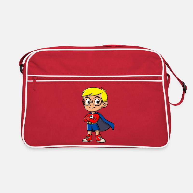 Kleiner Superheld mit Brille - Retro Tasche - Rot/Weiß