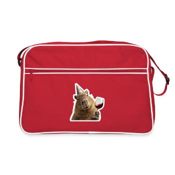 La capybara en mode fête avec du vin - Sac Retro - rouge/blanc - Devant