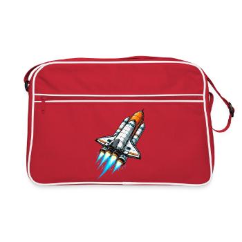 Spaceship Space Rocket - Retro Bag - red/white - Front
