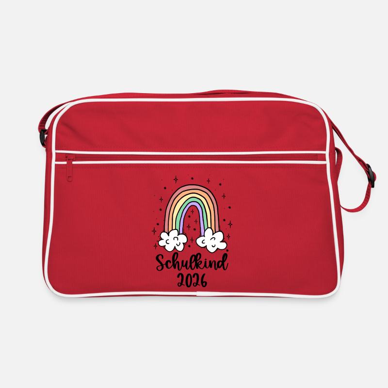 Schulkind 2026 Einschulung Mädchen Regenbogen Retro Tasche