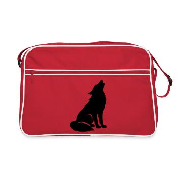Wolf Silhouette - Retro Bag - red/white - Front