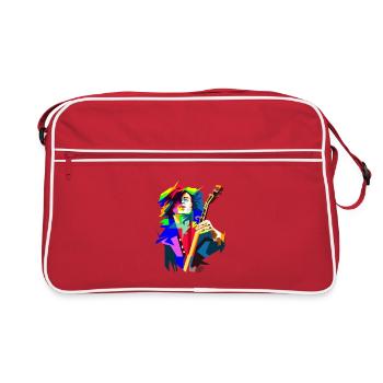 Rock And Roll Guitarist In Stage Action Pop Art - Retro Bag - red/white - Front