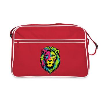 Lion sauvage coloré - Art couleurs Pop - Sac Retro - rouge/blanc - Devant