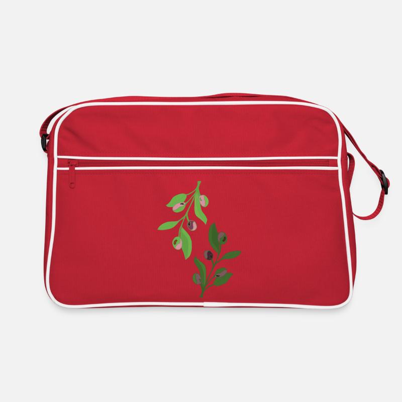 branches d’olivier, vert rose Sac Retro