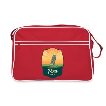 Pisa Leaning Tower Vintage Sunset Badge - Retro Bag - red/white - Front