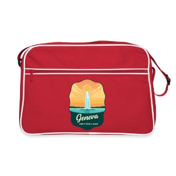 Geneva Jet d'Eau Vintage-Reiseabzeichen - Retro Tasche - Rot/Weiß - Vorne