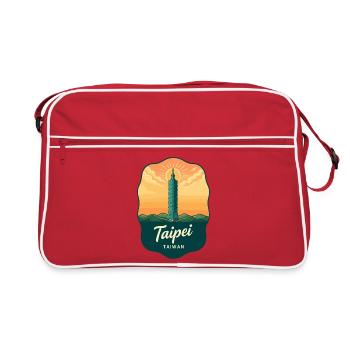 Taipei 101 Taiwan Vintage Sunset Travel Badge - Retro Bag - red/white - Front