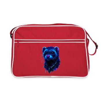 Cosmic Ferret with Flashes of Neon Light - Retro Bag - red/white - Front