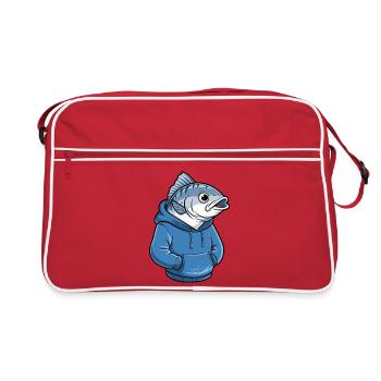 Funny Angler Fish With Hoodie Cartoon - Retro Bag - red/white - Front