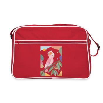 Pink Cockatoo Parrot Bird Design - Retro Bag - red/white - Front