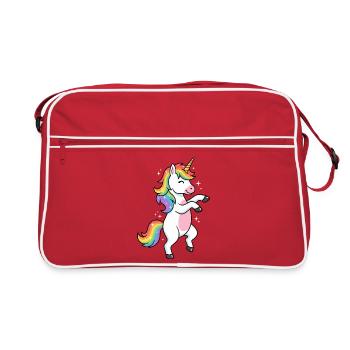 Danse de la Licorne Arc-en-ciel et Scintillante - Sac Retro - rouge/blanc - Devant