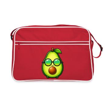 Avocado cartoon funny minimalist summery - Retro Bag - red/white - Front