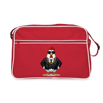 Chicken Mafia Style Cartoon T-Shirt - Retro Bag - red/white - Front