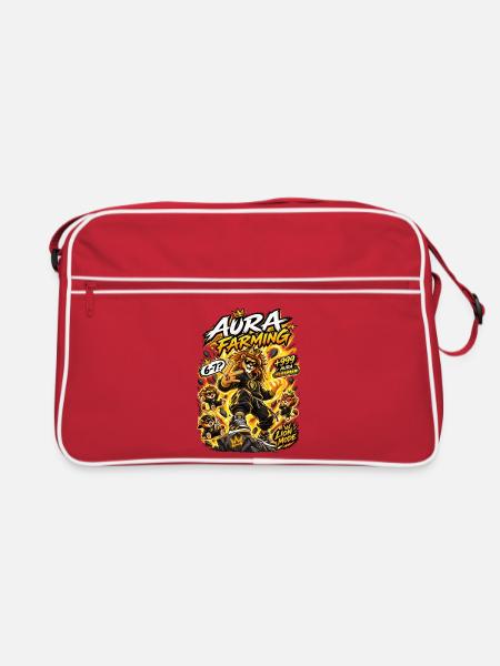 Löwenaura-Farming – +999 Aura - Retro Tasche - Rot/Weiß