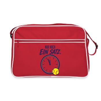 Tennis Spruch Nur noch ein Satz Tennisspieler - Retro Tasche - Rot/Weiß - Vorne